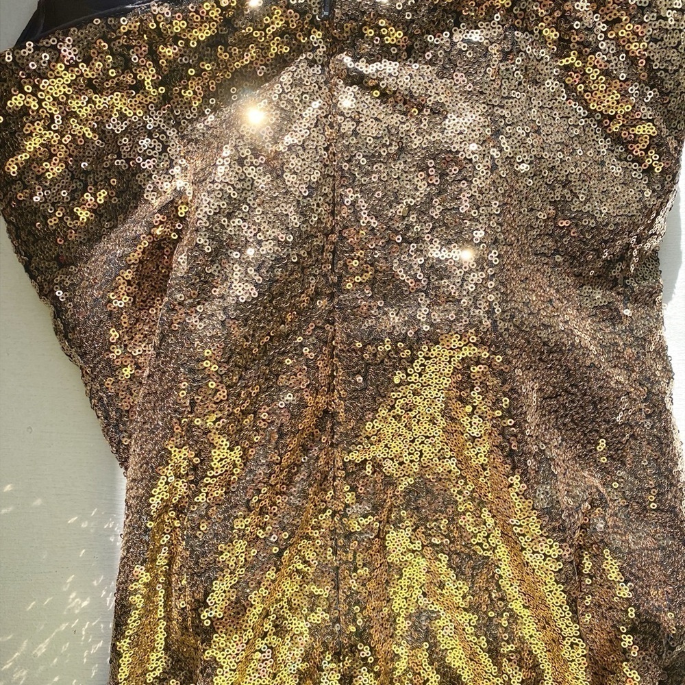 Gold Sequin Strapless Gown - Picture 9 of 15